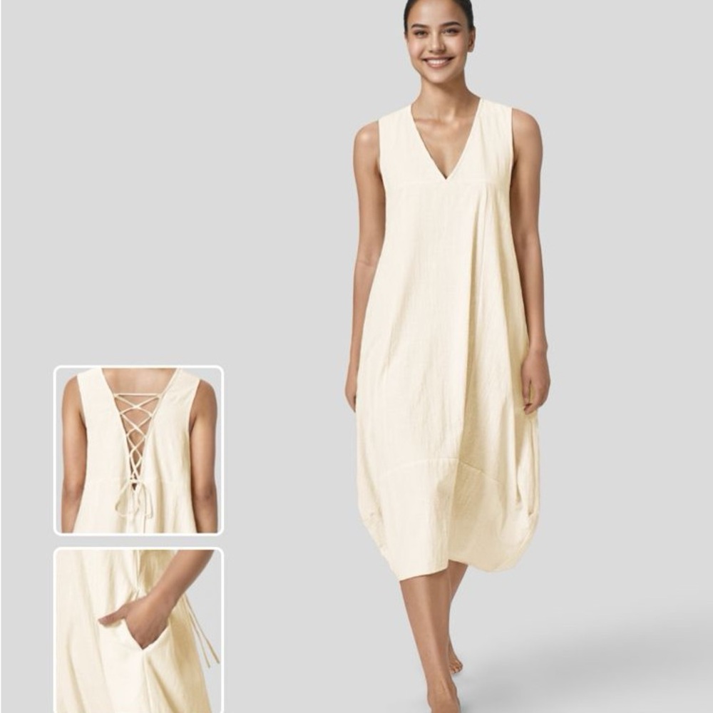 HALARA Cream Maxi Dress